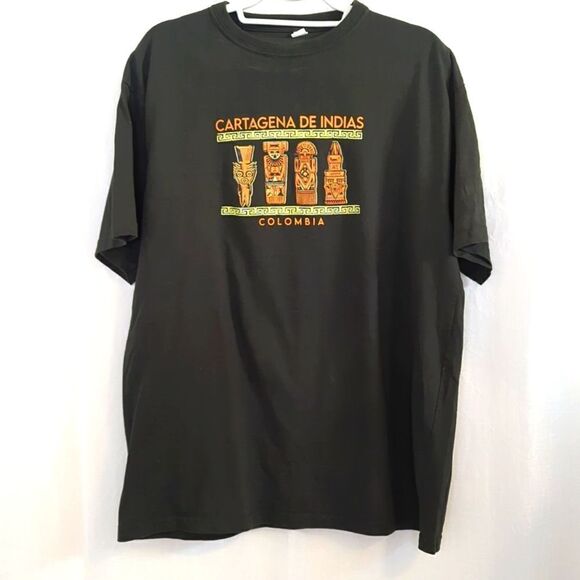 Graphic Tee Shirt Cartagena Columbia Dark Green Size Large - Picture 2 of 4
